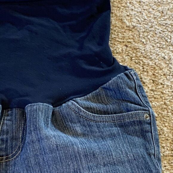Oh Baby by Motherhood Maternity Jeans Sz M Medium Capri Blue Full Belly Band - Picture 4 of 11